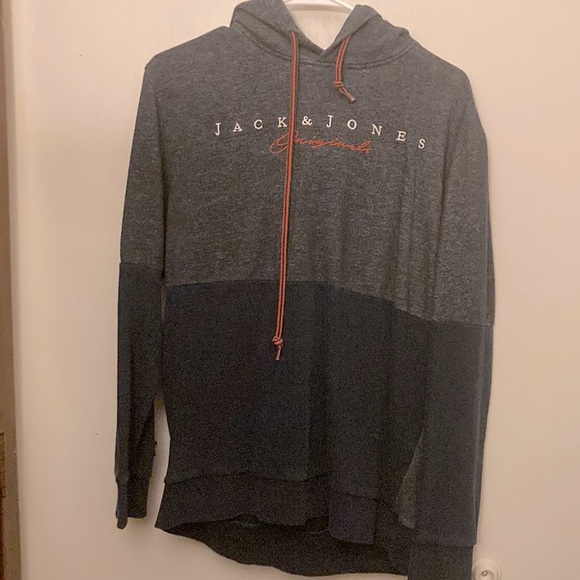 Jack and Jones Dark Blue/ Grayish Black orange lined sweater. - Picture 1 of 3